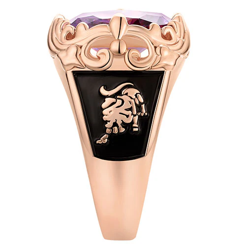 Unisex 14K Rose Gold Plated Art Nouveau Vintage Birthstone Class Ring - Image 3