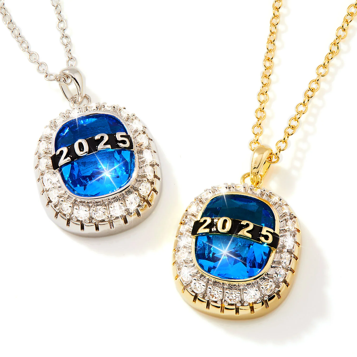 Unisex CELEBRIUM Cushion Birthstone and CZ Personalized Graduation/Class Necklace - Image 2