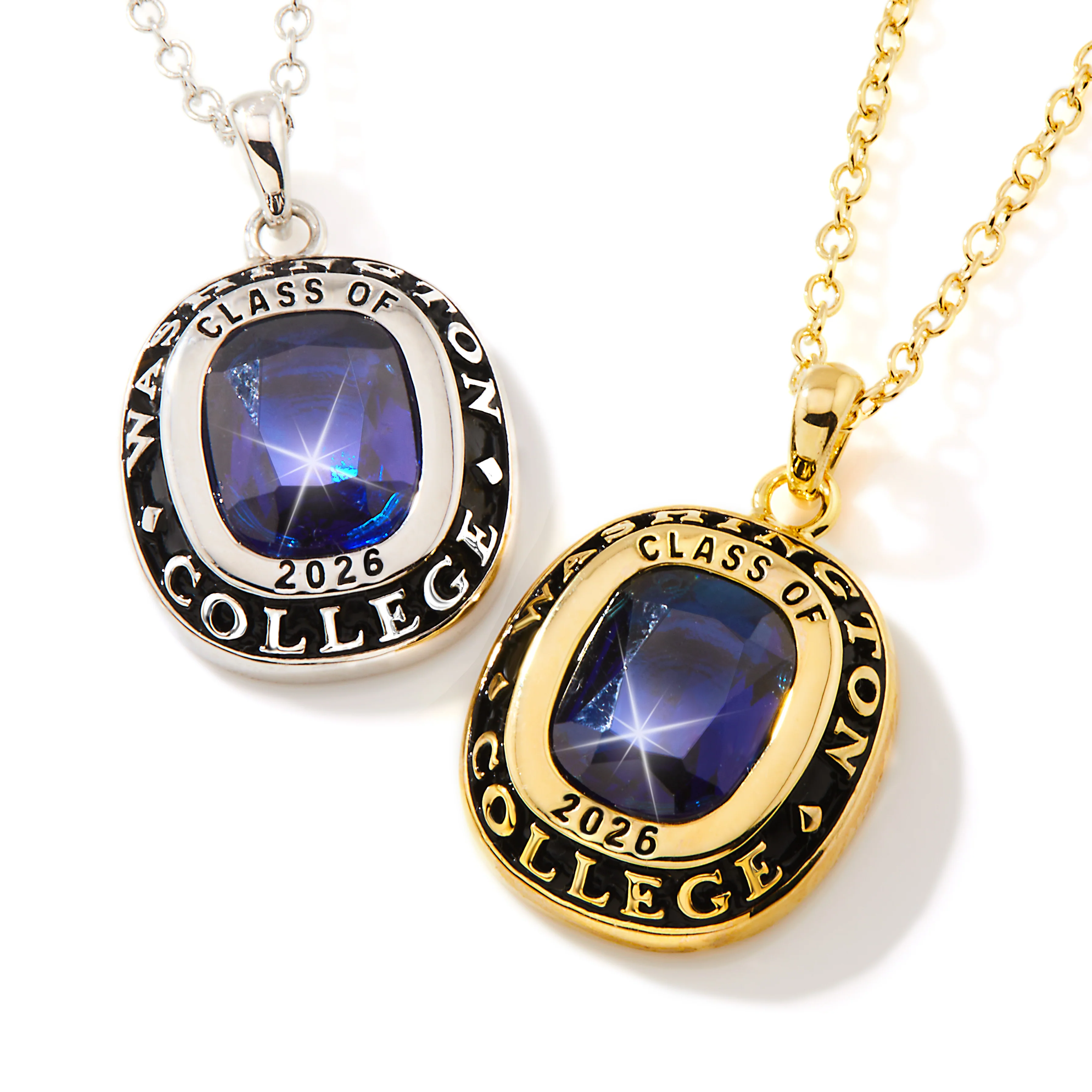 Unisex Gold CELEBRIUM Cushion Birthstone  Personalized Graduation/Class Necklace - Image 2