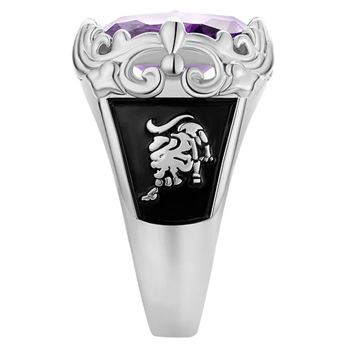 Unisex Silver Plated Art Nouveau Vintage Birthstone Class Ring - Image 3