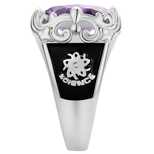 Unisex Silver Plated Art Nouveau Vintage Birthstone Class Ring - Image 4