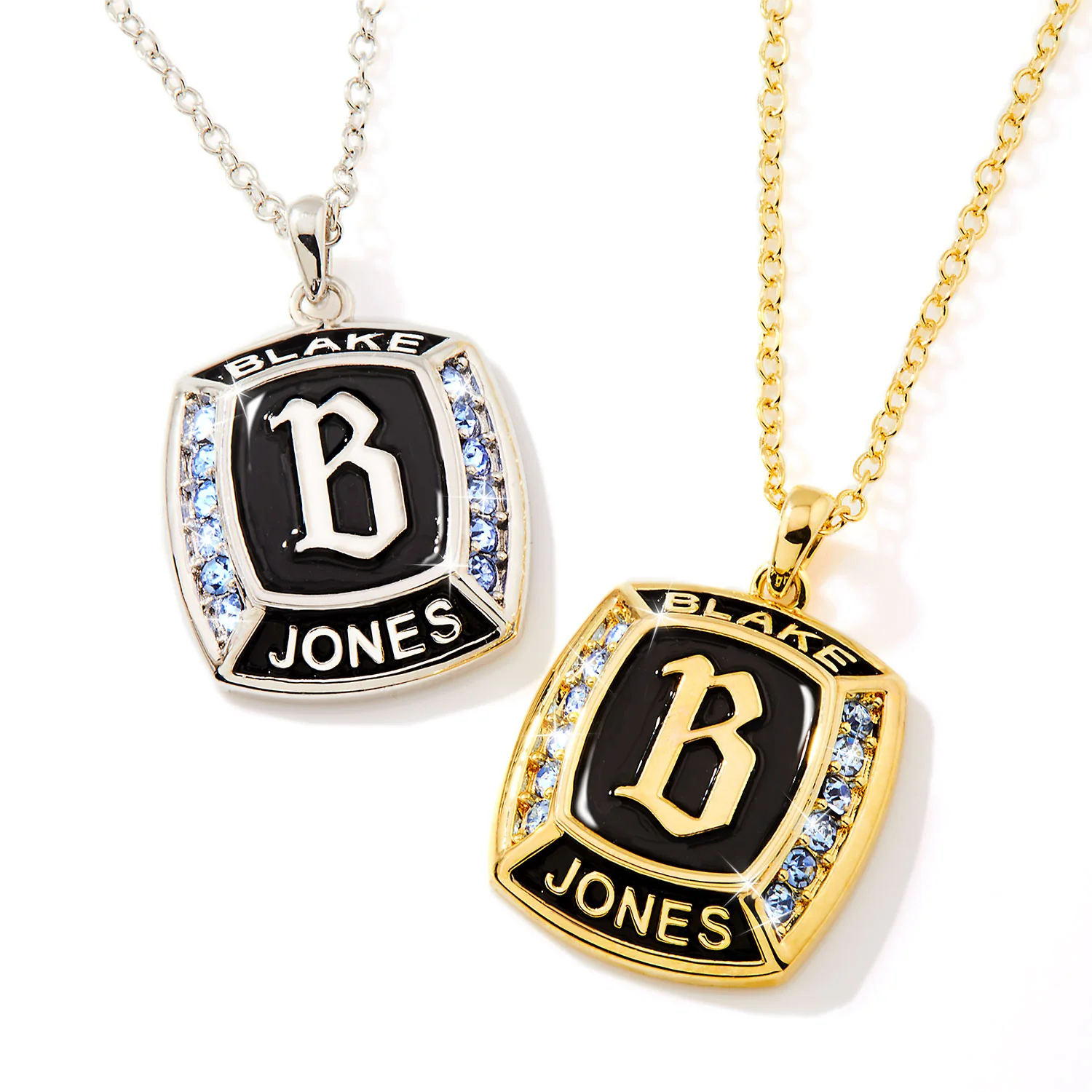 Unisex Sterling Silver Traditional Initial and Birthstone Personalized Graduation/Class Necklace - Image 2