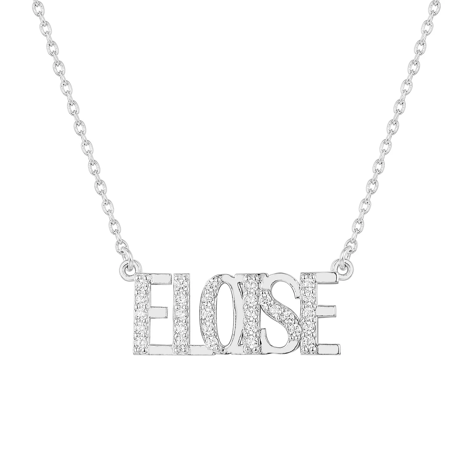 Uppercase CZ Name Plaque Necklace - Image 2