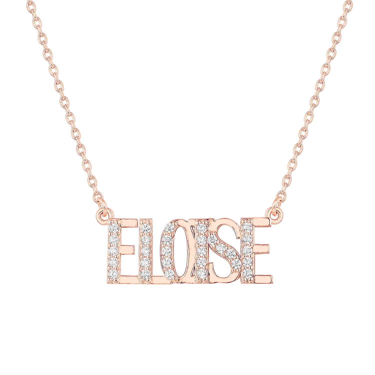 Uppercase CZ Name Plaque Necklace - Image 5