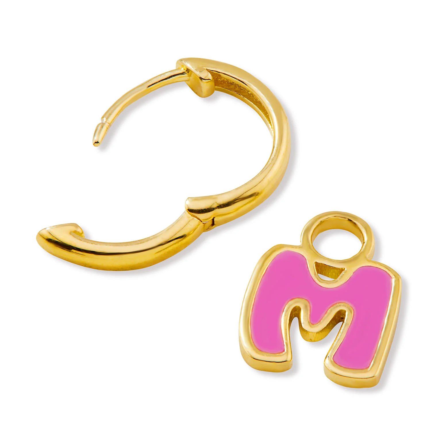 Uppercase Enamel Balloon Initial Huggie Hoop Earrings - Image 4