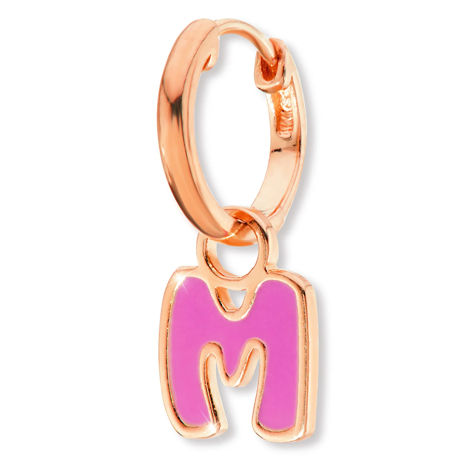 Uppercase Enamel Balloon Initial Huggie Hoop Earrings - Image 6