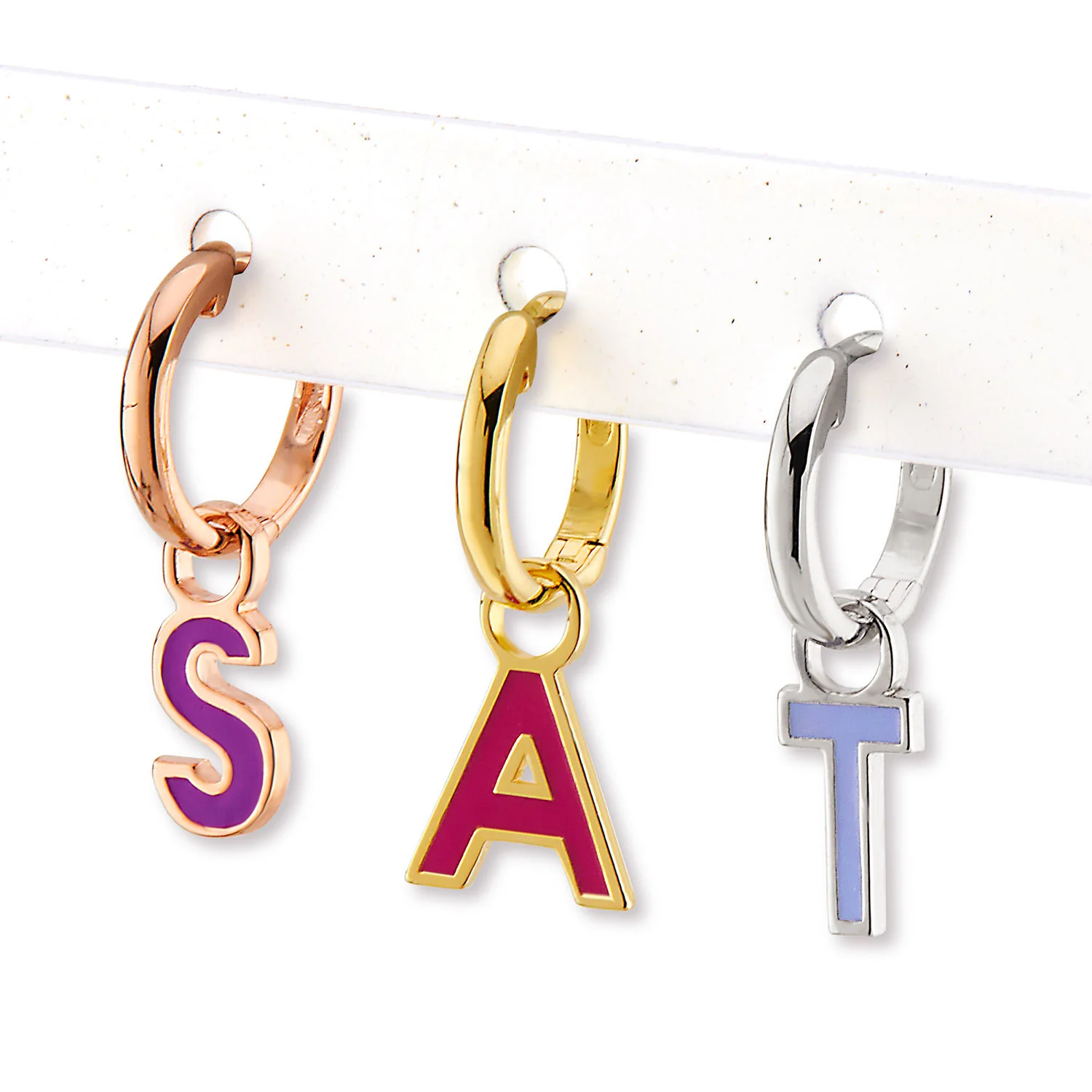 Uppercase Enamel Initial Huggie Hoop Earrings