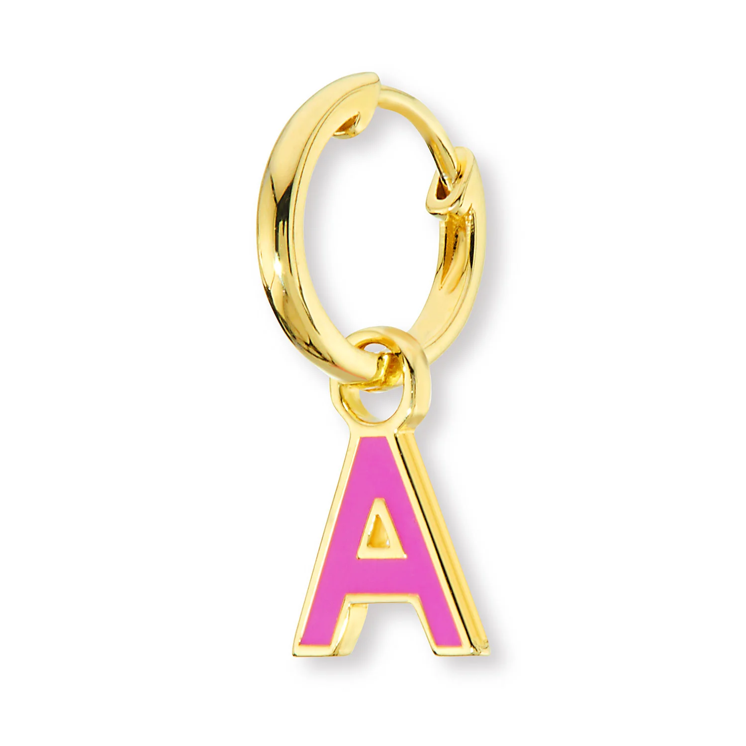 Uppercase Enamel Initial Huggie Hoop Earrings - Image 4
