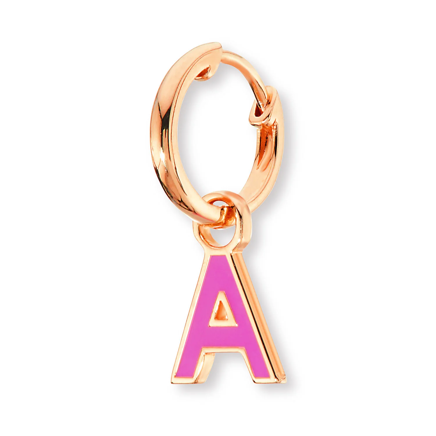 Uppercase Enamel Initial Huggie Hoop Earrings - Image 7