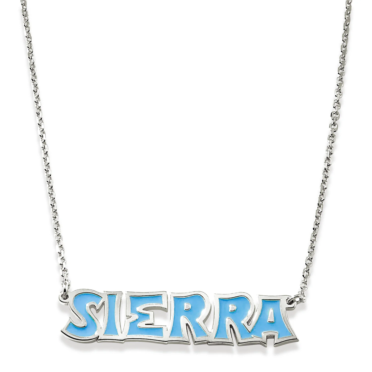 Uppercase Graffiti Font Enamel Name Necklace - Image 2
