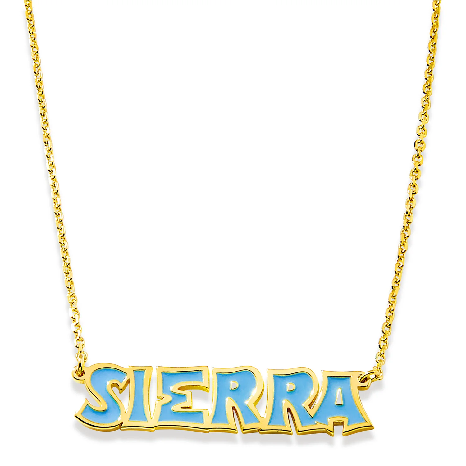 Uppercase Graffiti Font Enamel Name Necklace - Image 4