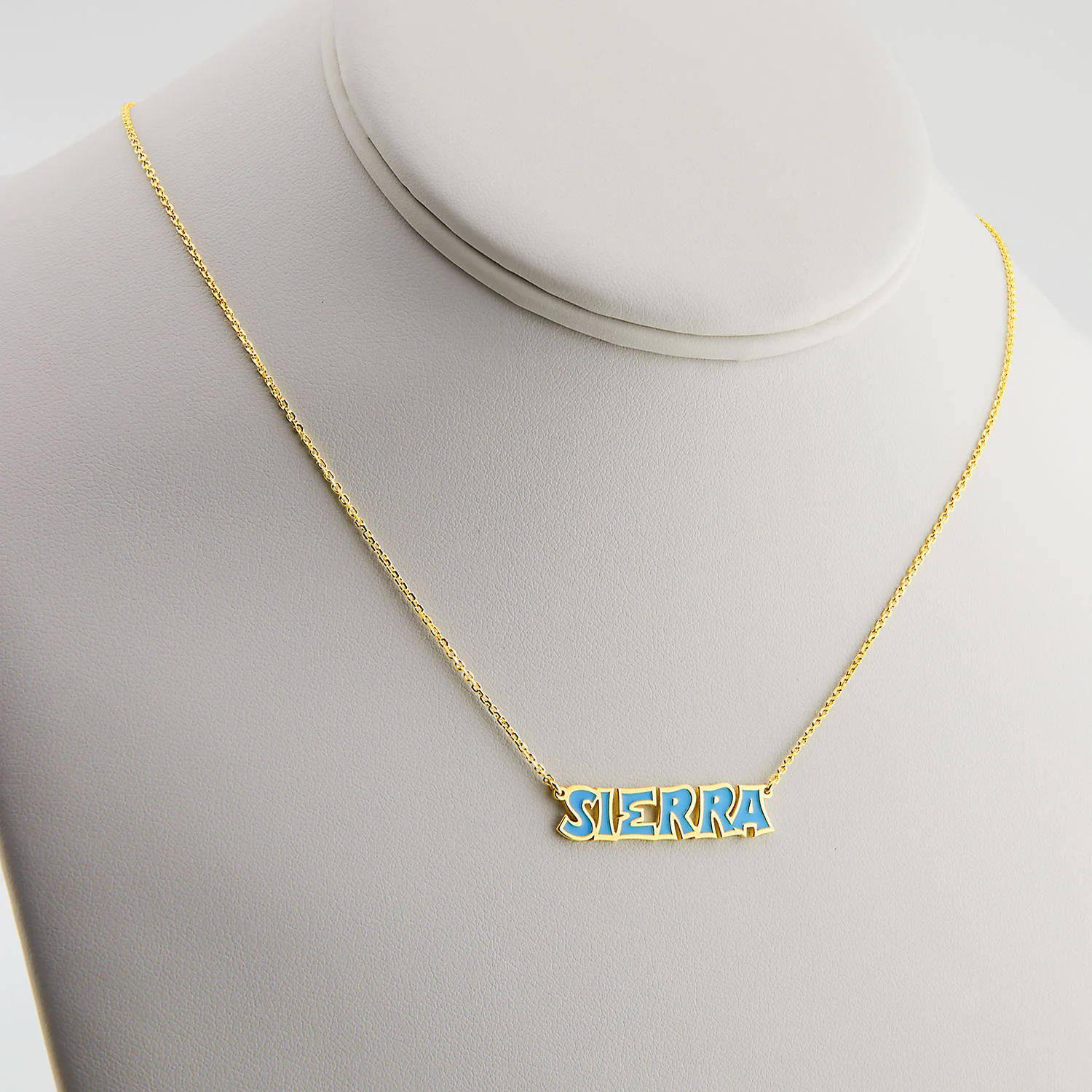 Uppercase Graffiti Font Enamel Name Necklace - Image 6