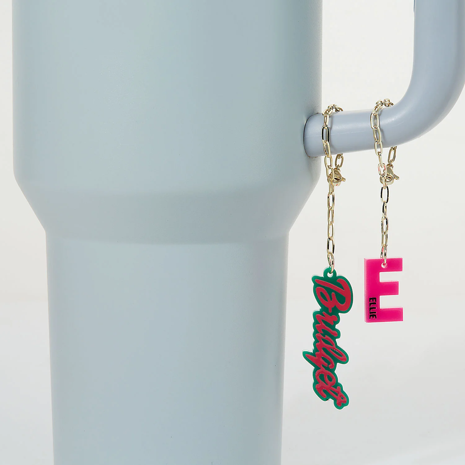 Uppercase Initial with Name Acrylic Charm Paperclip Chain Accessory - Image 7