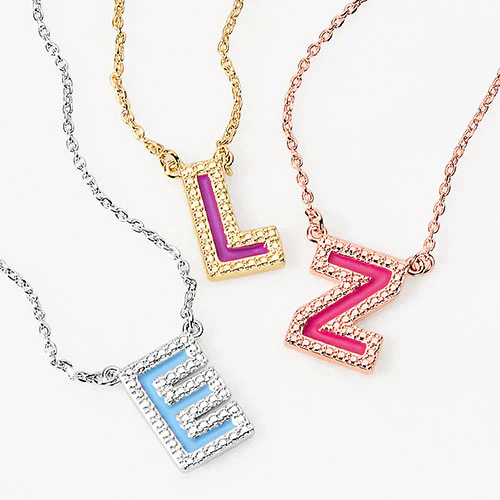 Uppercase Letter with Birth Month Enamel Necklace
