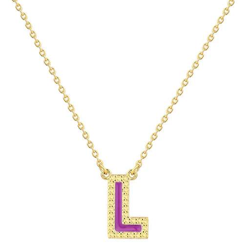 Uppercase Letter with Birth Month Enamel Necklace - Image 3