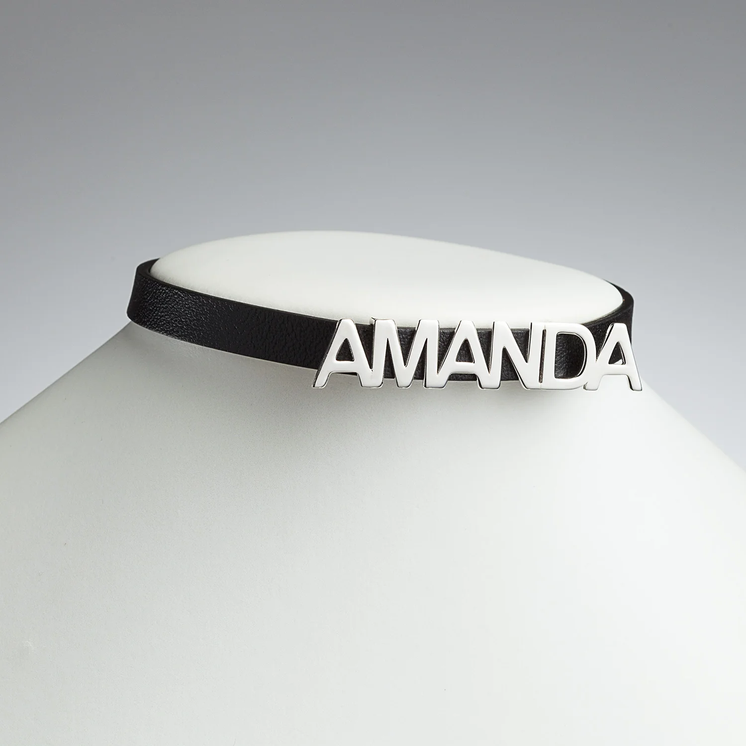 Sterling Silver Uppercase Name Leather Wrap Bracelet and Choker - Image 4