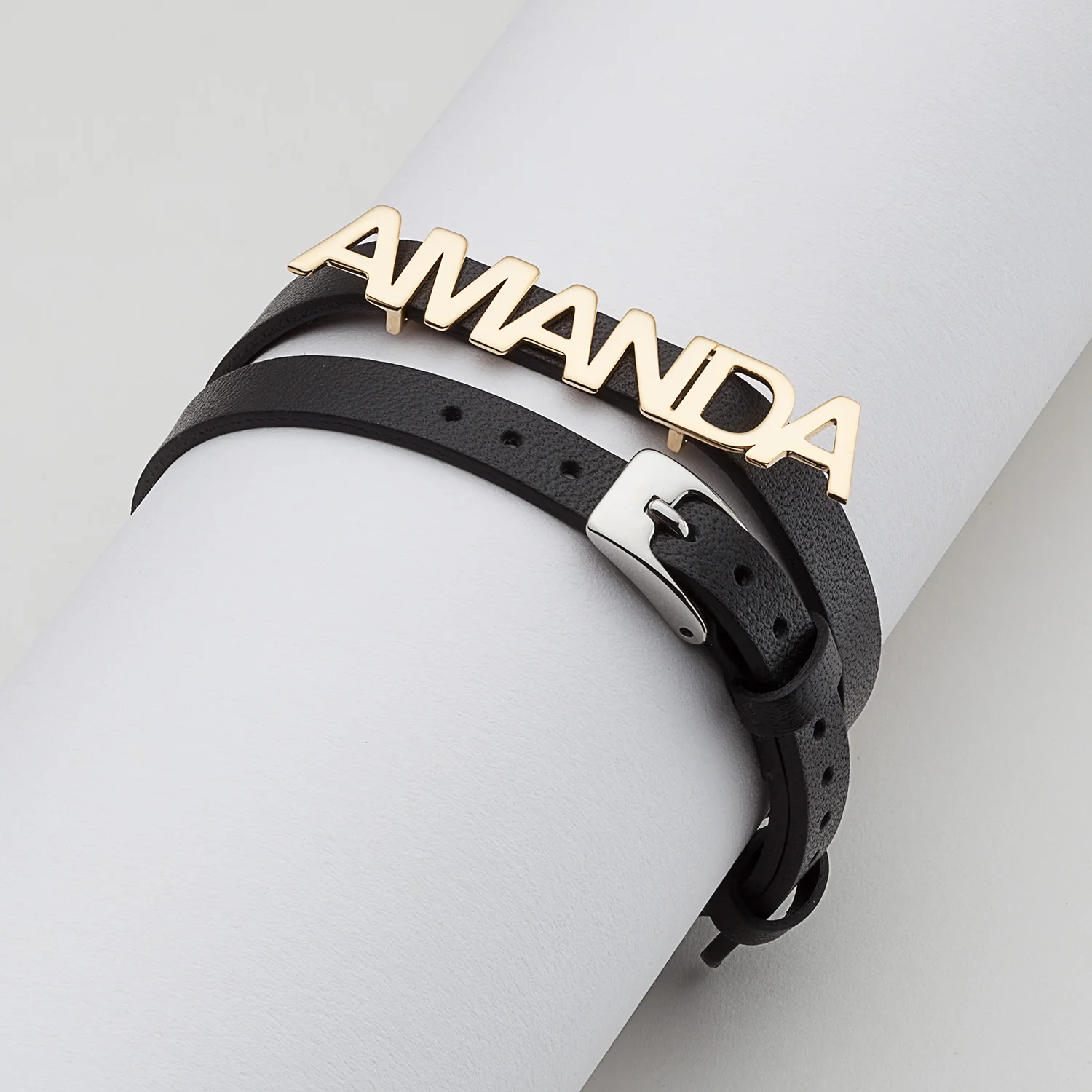 Uppercase Name Leather Wrap Bracelet and Choker - Image 7