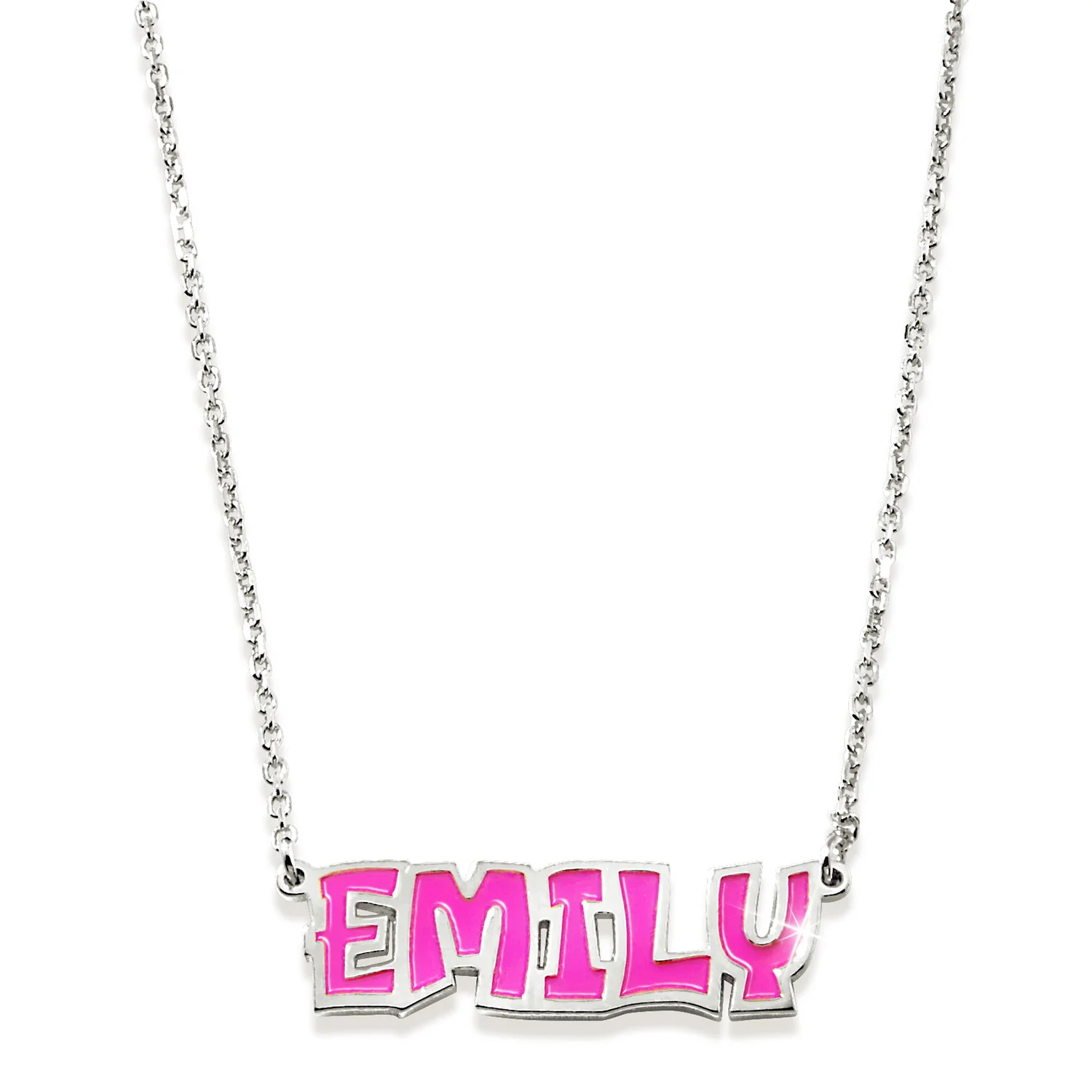 Uppercase Playful Font Enamel Name Necklace - Image 2