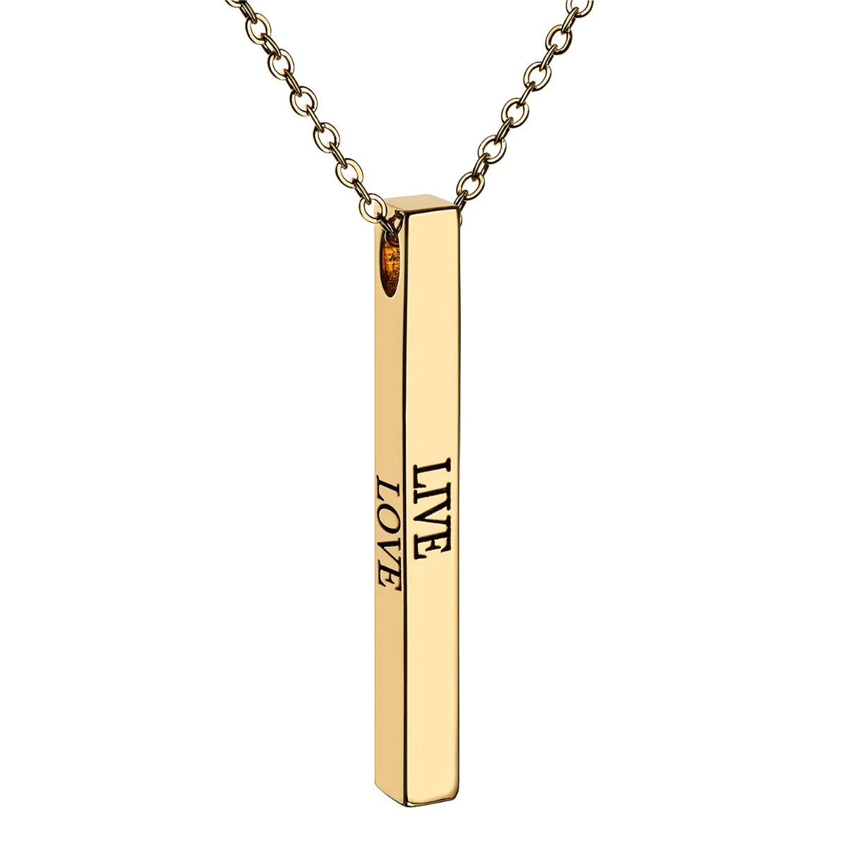 Vertical 4-sided Bar 'Live, Love, Laugh' Engraved Necklace - Image 5