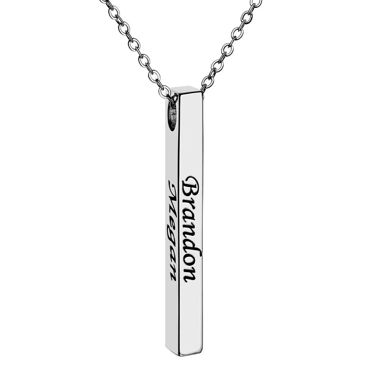 Vertical 4-sided Bar 'Thankful' Engraved Name Necklace - Image 3