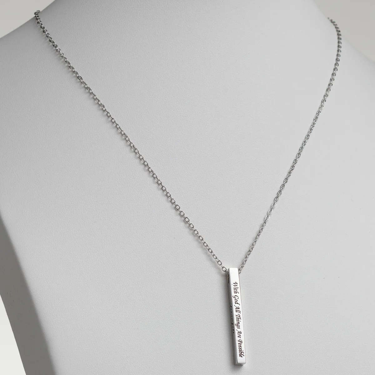 Vertical 4-sided Bar 'With God' Engraved Name Necklace - Image 4