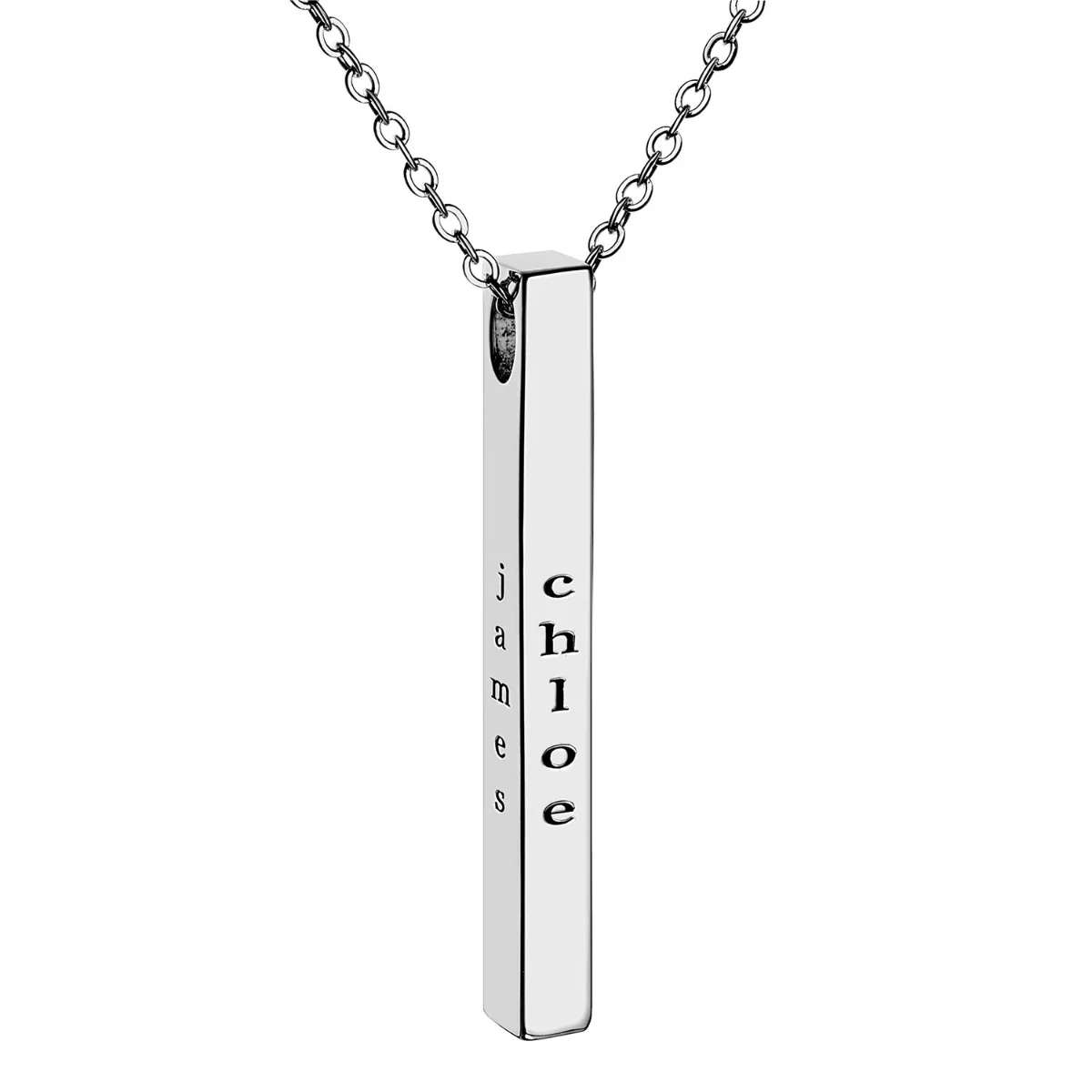 Vertical 4-Sided Engraved Family Name Necklace - Image 10