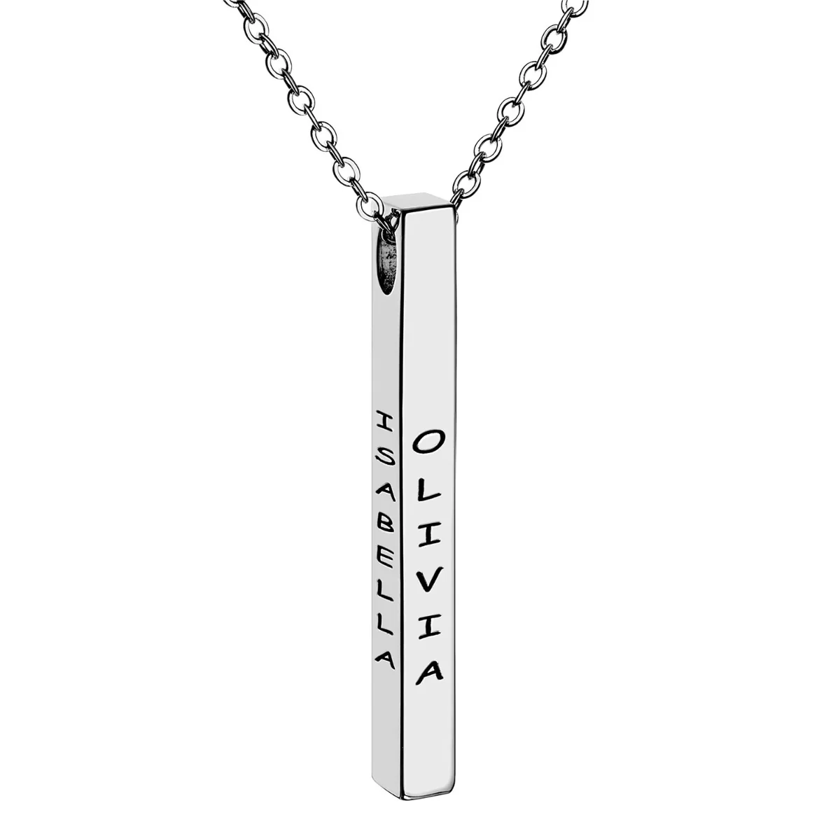 Vertical 4-Sided Engraved Family Name Necklace - Image 6