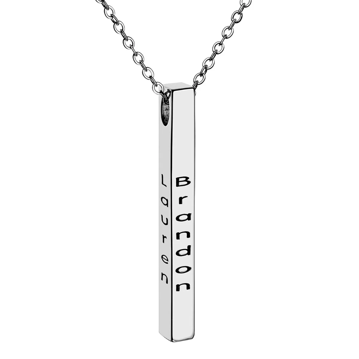Vertical 4-Sided Engraved Family Name Necklace - Image 7