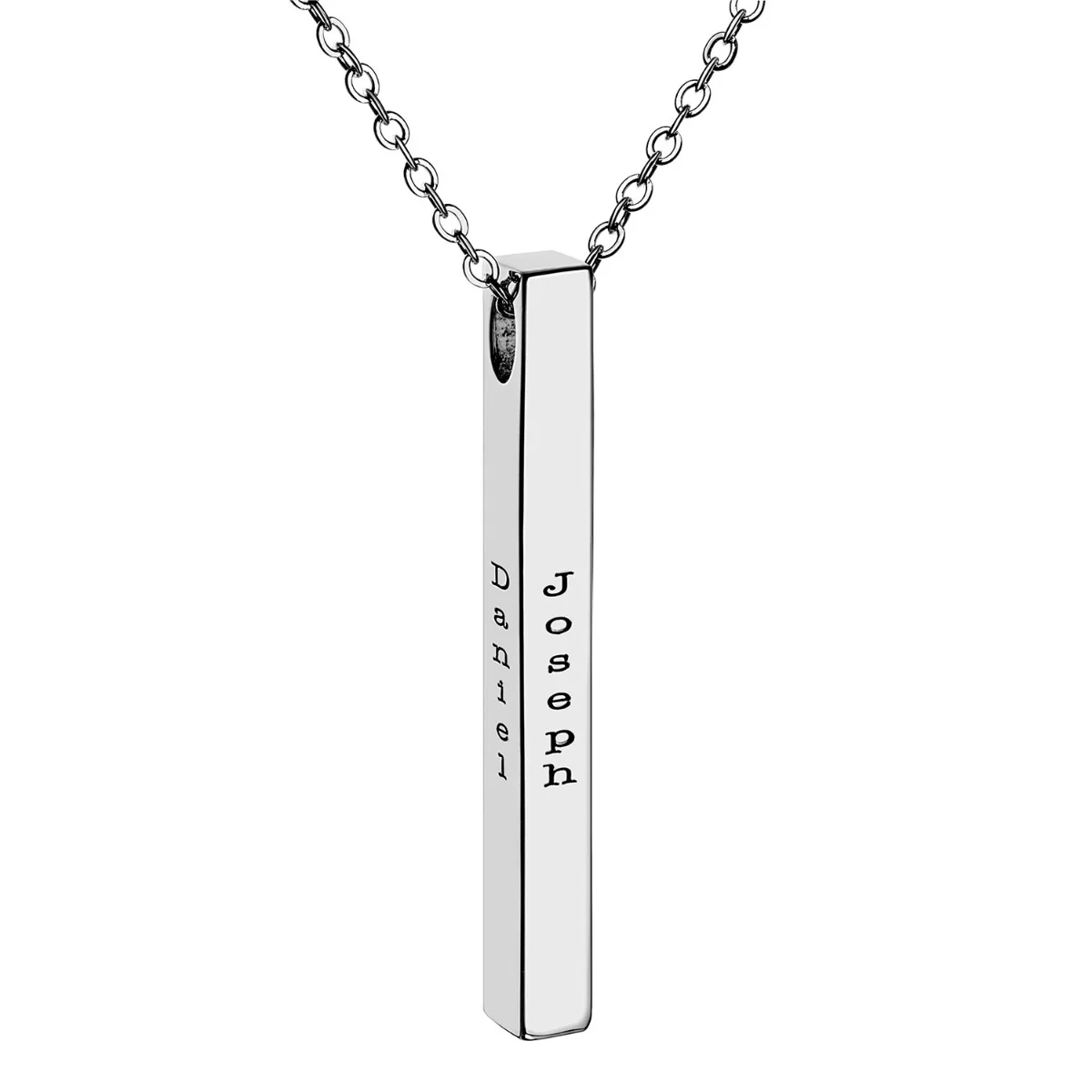 Vertical 4-Sided Engraved Family Name Necklace - Image 8