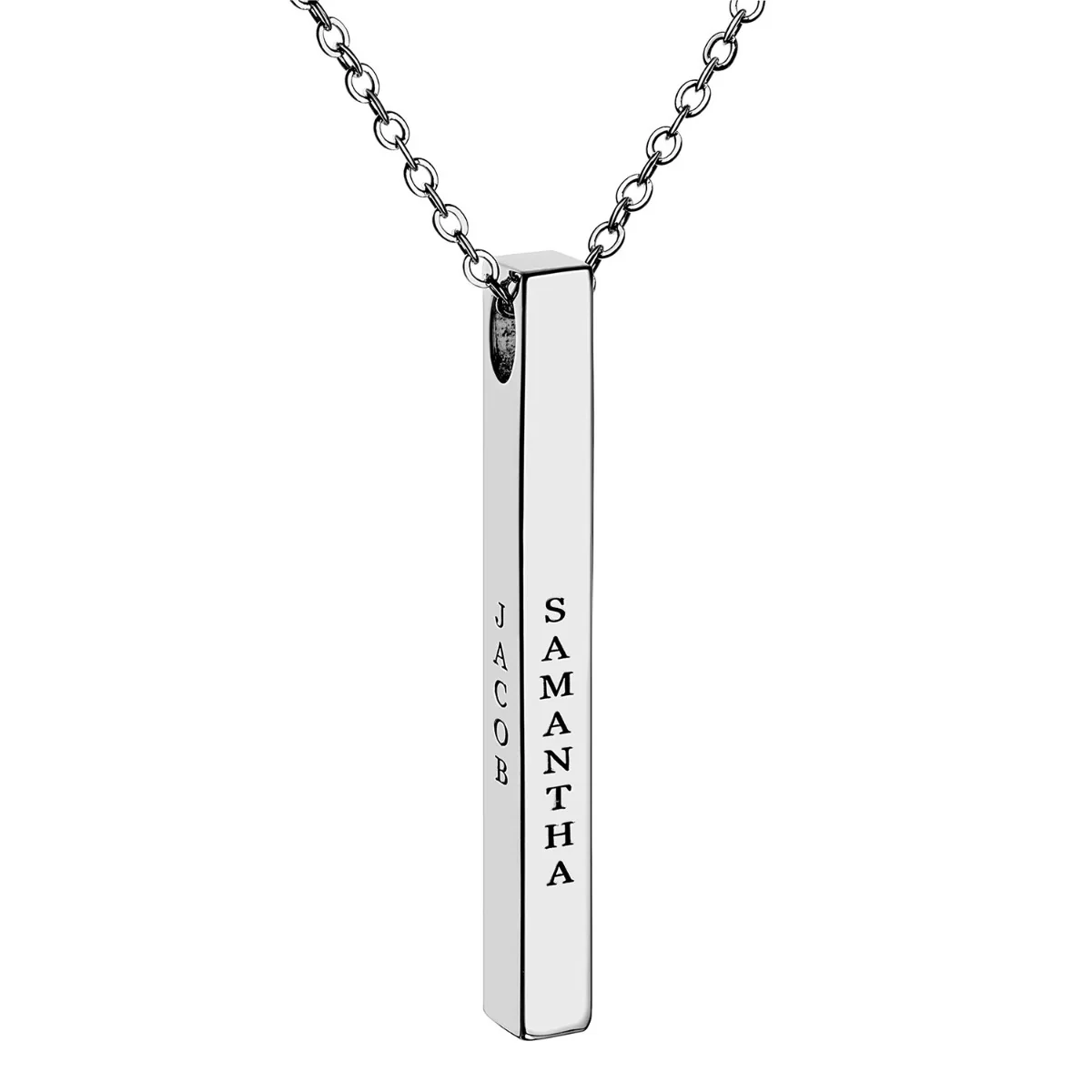 Vertical 4-Sided Engraved Family Name Necklace - Image 9