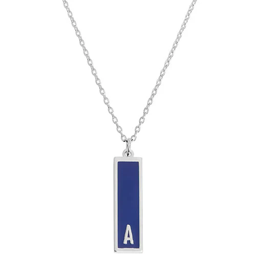 Vertical Bar Enamel Initial Necklace - Image 2