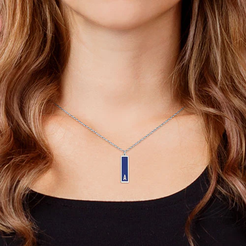 Vertical Bar Enamel Initial Necklace - Image 3