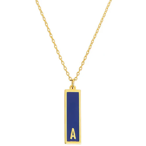Vertical Bar Enamel Initial Necklace - Image 4