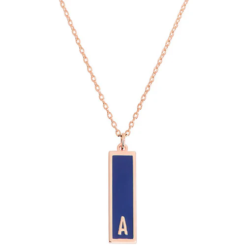 Vertical Bar Enamel Initial Necklace - Image 6