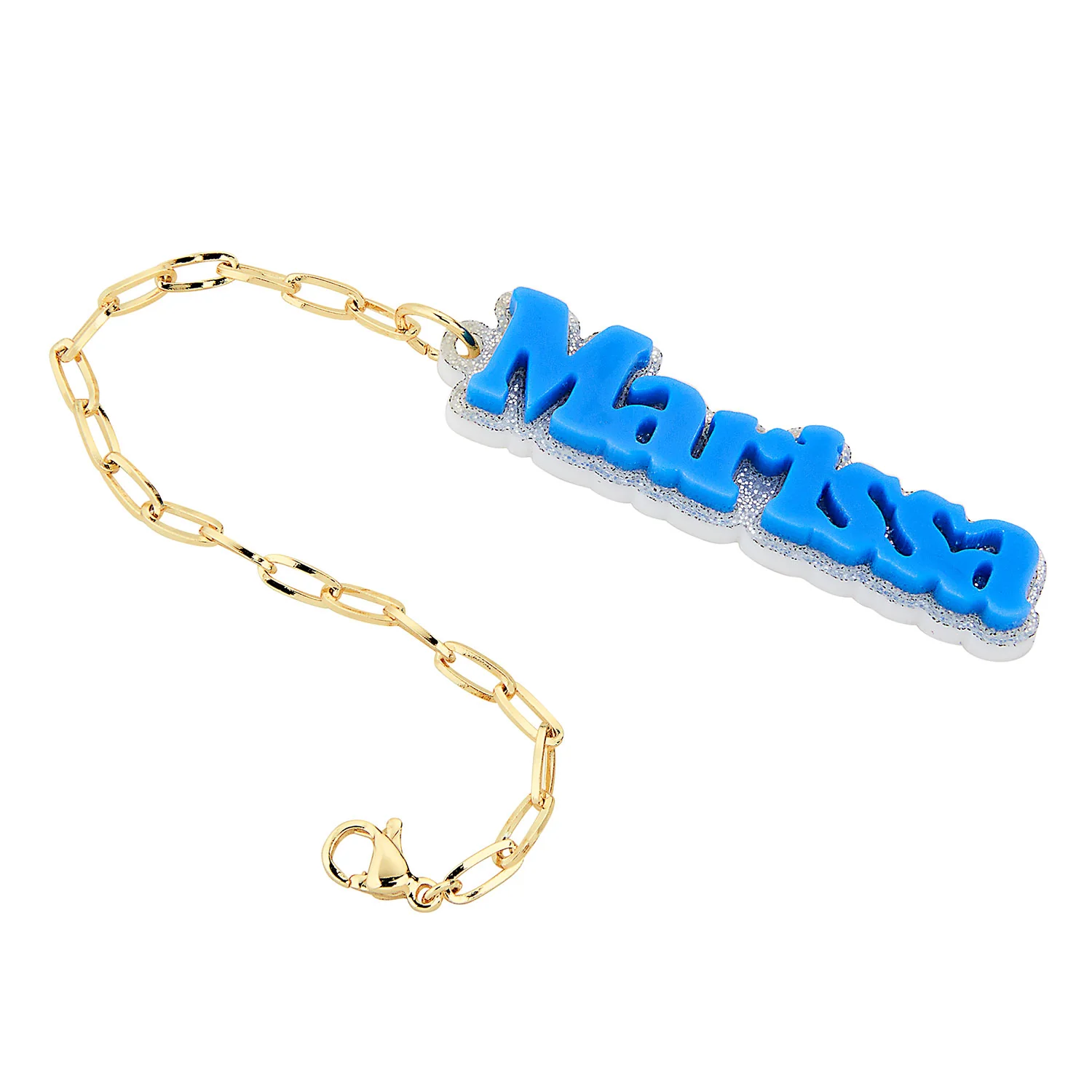 Vertical Double Color Name Acrylic Charm Paperclip Chain Accessory - Image 3