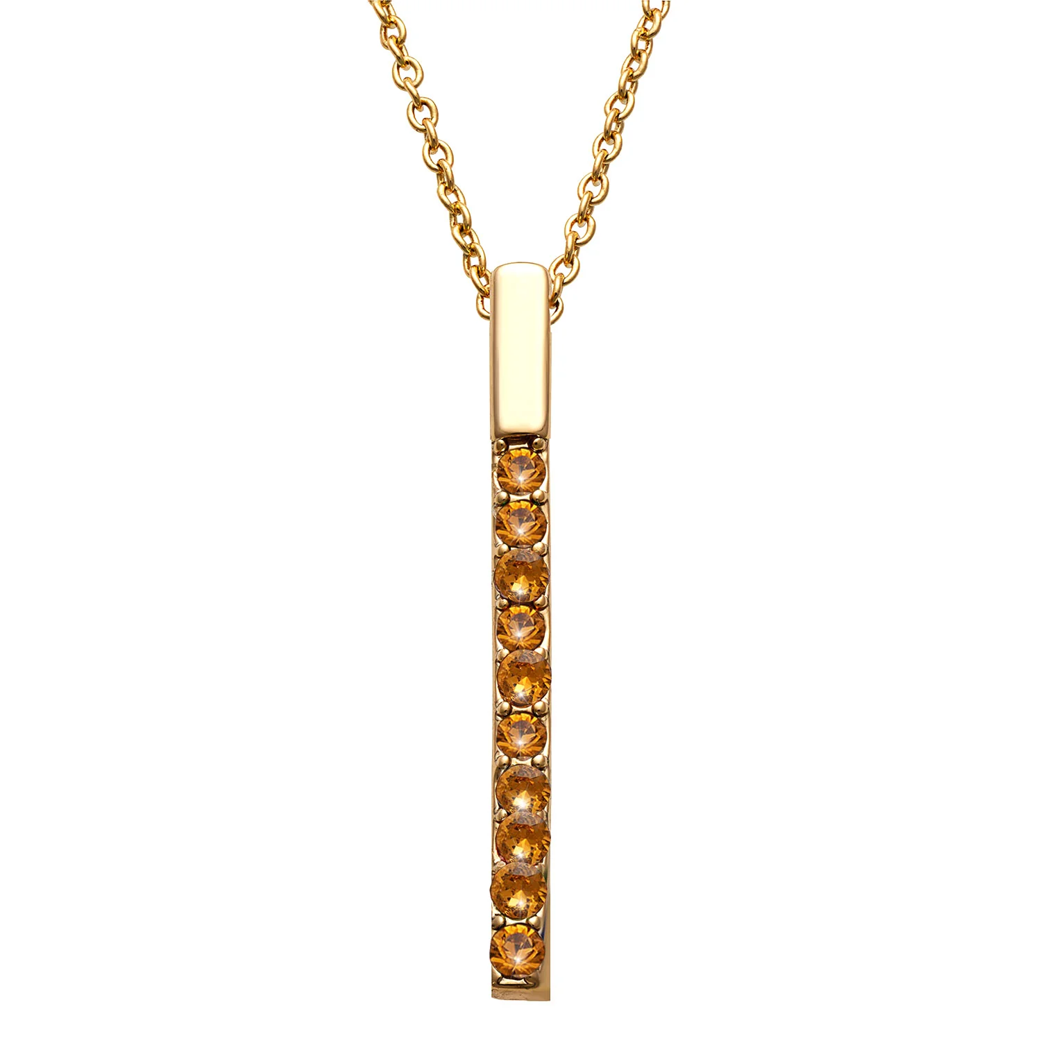 Vertical Family Bar Birthstone Pendant with CZ Studs - Image 3