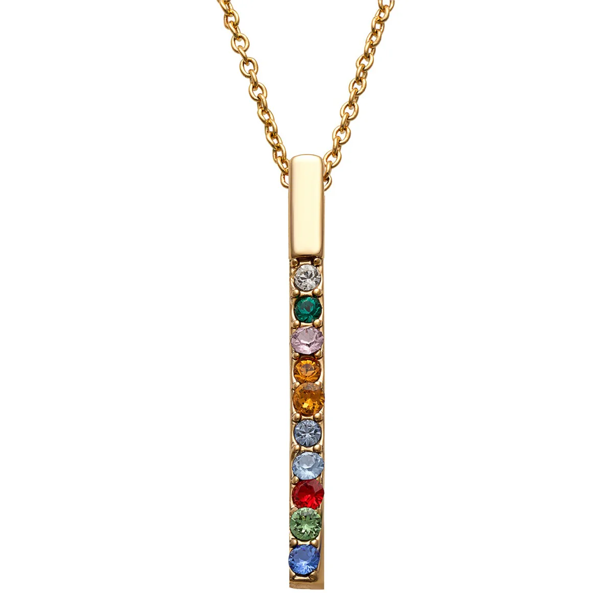 Vertical Family Bar Birthstone Pendant with CZ Studs - Image 4