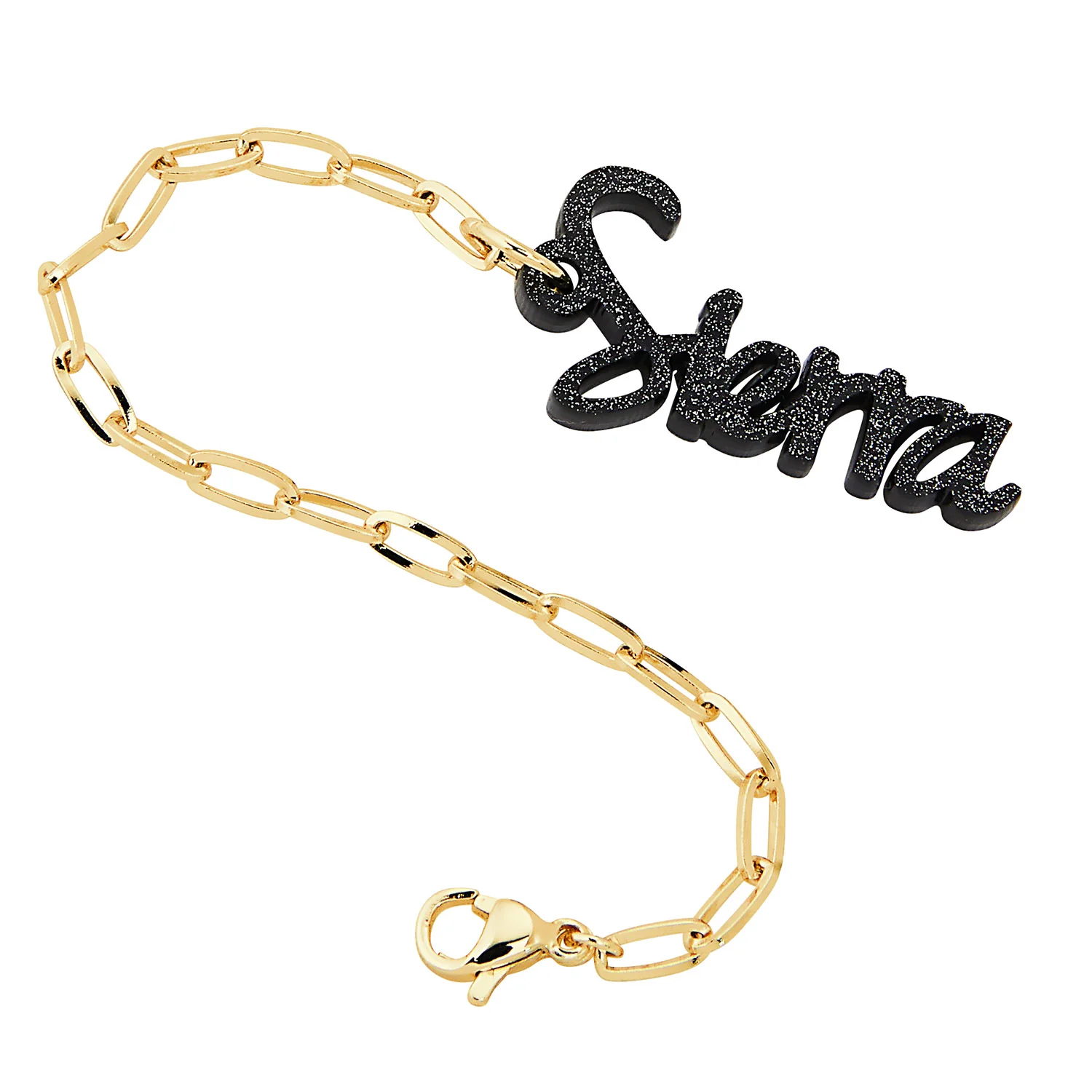 Vertical Modern Script Name Acrylic Charm Paperclip Chain Accessory - Image 3