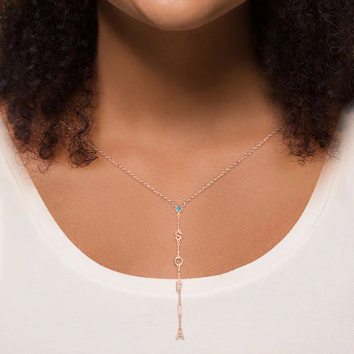 Vertical Name with Birthstone Y-Necklace - Image 8