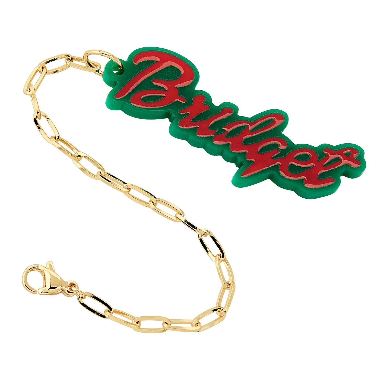 Vertical Name with Enamel Acrylic Charm Paperclip Chain Accessory - Image 3