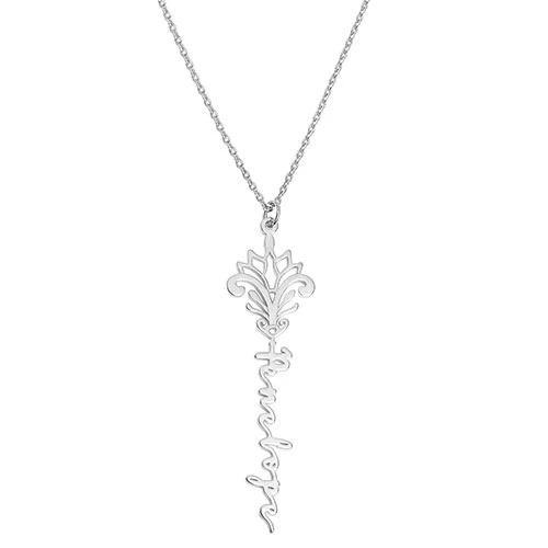 Vertical Name with Filigree Zodiac Sign Necklace - Image 2