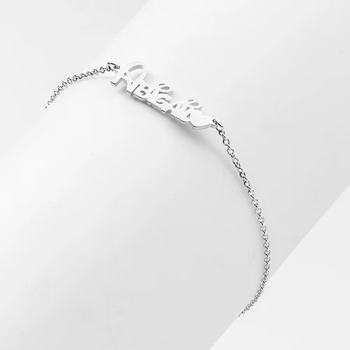 Whimsical Font Name with Heart Bracelet - Image 4