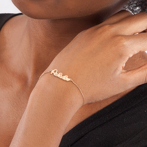 Whimsical Font Name with Heart Bracelet - Image 8