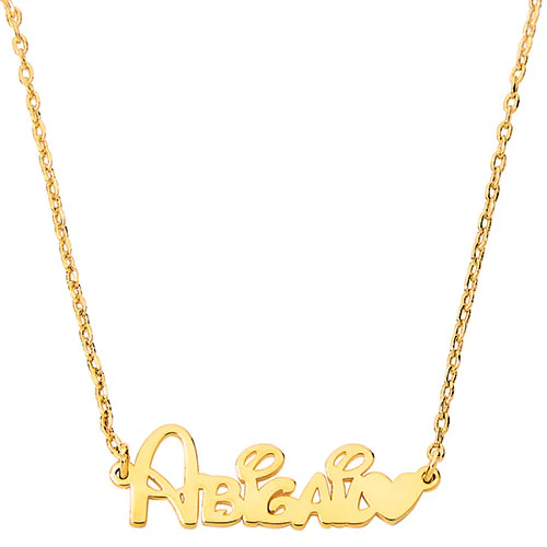 Whimsical Font Name with Heart Necklace - Image 4