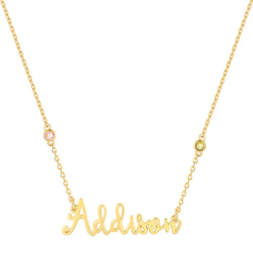 Whimsical Script Name and Birthstone Necklace - Image 4