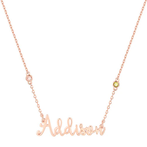 Whimsical Script Name and Birthstone Necklace - Image 6