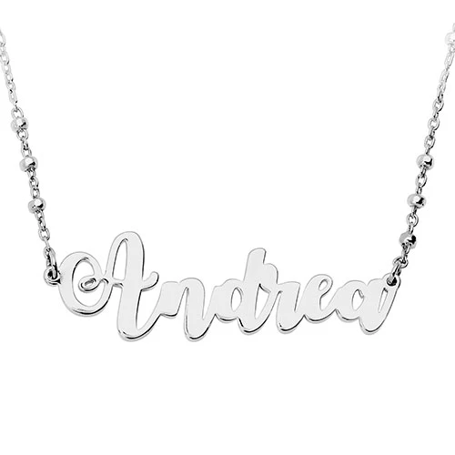 Whimsical Script Name on Beaded Chain Necklace - Image 2