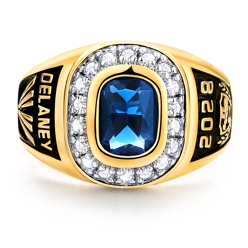 Women's 14K Gold Plated CZ Encrusted Personalized Top Class Ring - Image 2
