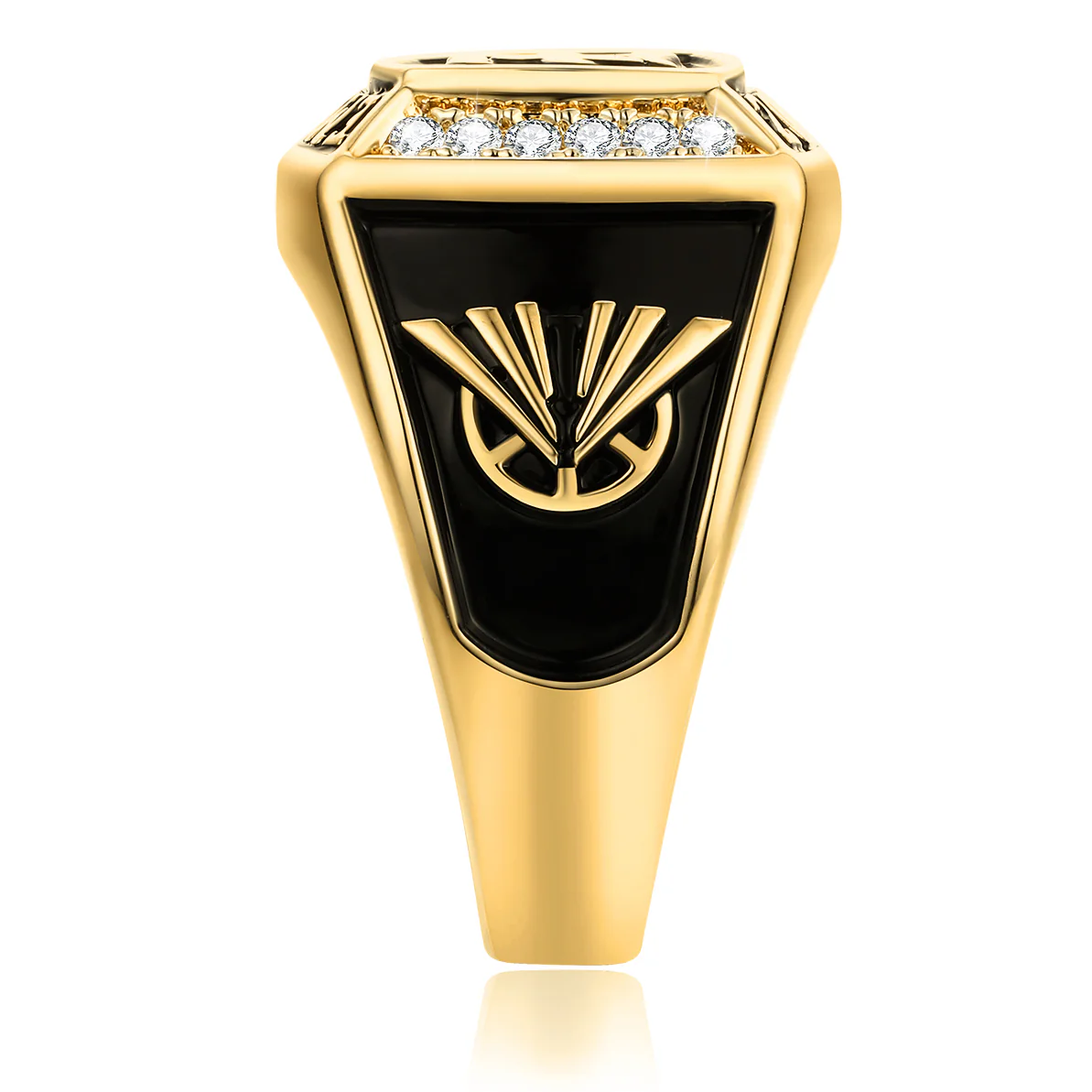 Women's 14K Gold Plated Initial Traditional CZ Square Birthstone Class Ring - Image 3