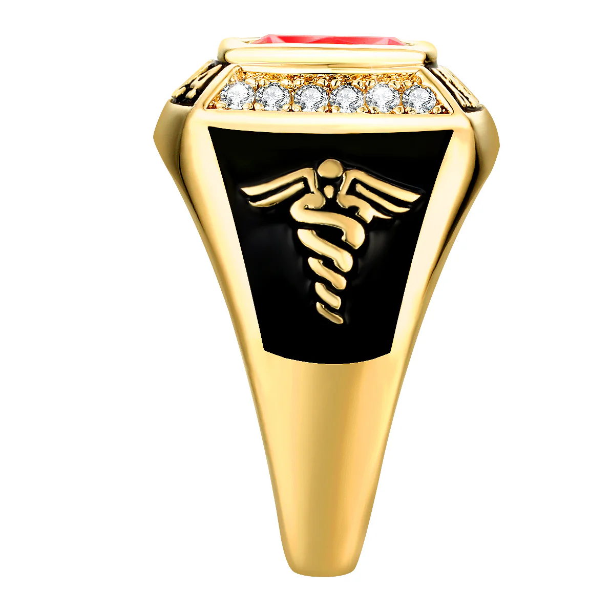 Women's 14K Gold Plated Traditional CZ Square Birthstone Class Ring - Image 4